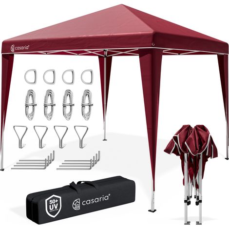 CASARIA® Pavillon Capri 3x3m Pop-Up UV-Schutz 50+ Wasserdicht Winterfest mit Tasche Faltbar Stabil Camping Garten Faltpavillon Partyzelt rot