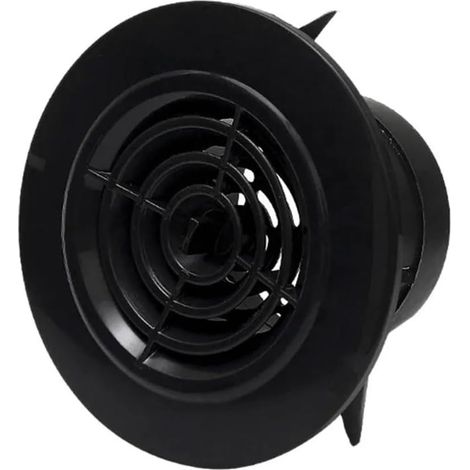 125 mm Grille d'aération ronde noire, grille de ventilation réglable en ABS for salle de bain, bureau, conduit d'aération mural, grille d'aération