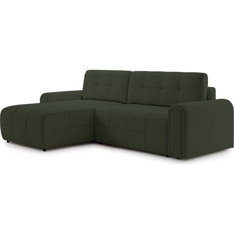 Selsey Simolla – Ecksofa mit Schlaffunktion und Bettkasten, links, Chenille, Olivgrün
