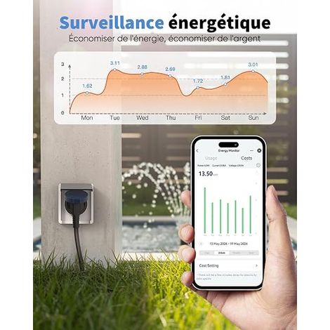 GreenSun 16A Outdoor WiFi Connected Plug Type E Alexa/Google Smart Life (1/4)