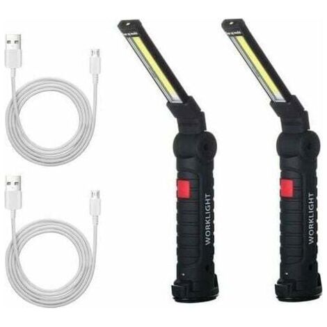 2 x Rechargeable LED Work Light Workshop Torch LED Work Light with Magnetic Base Inspection Lamp for Hiking, Camping.4.815cm (1/5)