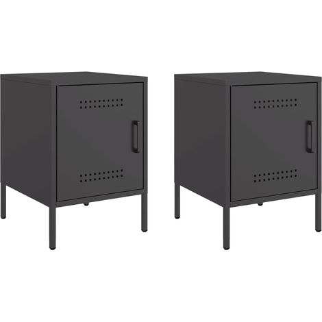 Maison Exclusive - Nachttische 2 Stk. Schwarz 36x39x50,5 cm Stahl