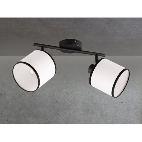 LED Wand- & Deckenstrahler mit Stoffschirm in Schwarz/Weiß, Breite 35cm (1/3)