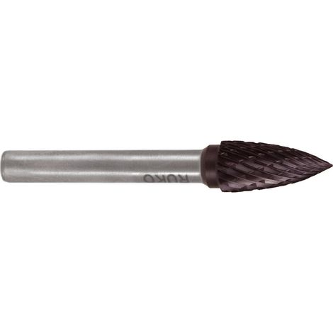 RUKO Fresa rotante in metallo duro SPG Ø 8 mm lunghezza testa 18 mm diametro gambo 6 mm dentatura TiCN KVZ 4 - 116026TC