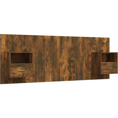 Maison Exclusive - Testiera Letto con Comodini Rovere Fumo in Legno Multistrato (1/5)