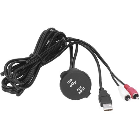 Kit câble encastrable 1,8m USB3.0 mâle vers femelle, adaptateur 2 RCA vers jack 3,5mm femelle, pour tableau de bord moto et auto (1/5)