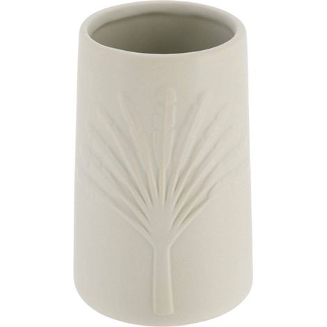 Vaso redondo de gres con decoración de palmeras - gris - Tendance
