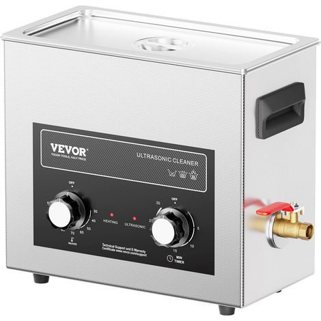 Nettoyeur à ultrasons 6 L avec minuterie de chauffage et panier, appareil de cavitation sonique numérique professionnel, 180 W, pour le nettoyage d'instruments de montre, de lunettes, de pièces de mon (1/5)