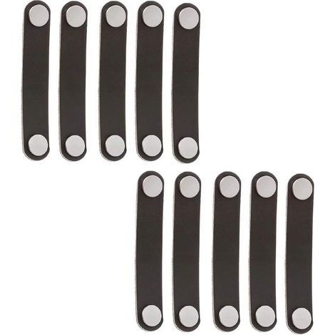 MINKUROW 10 Stück 96 mm Retro-Leder-Schubladentürgriffe/Knäufe/Griffe/für Kleiderschrank, Aktenkoffer, Koffer, Weinschrank, Holzkiste, Geschenkbox, Schuhkarton, Möbelbeschläge (schwarz) (1/5)