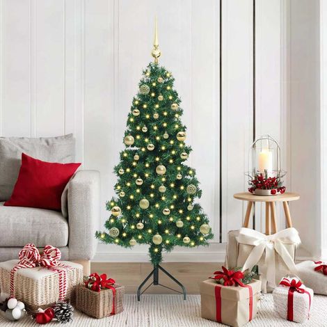vidaXL Árbol de Navidad Artificial de Esquina Verde 150 cm PVC y Metal (1/5)