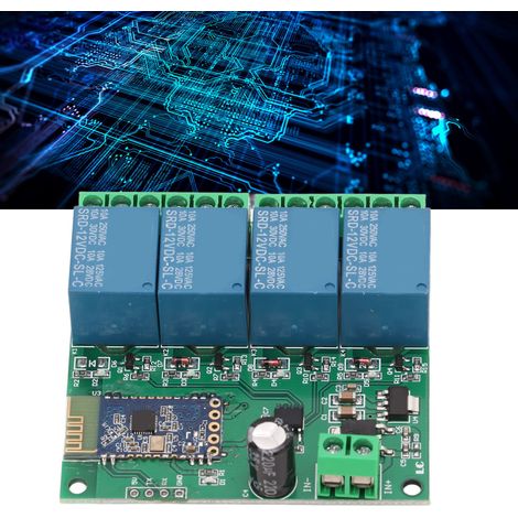 Module relais Bluetooth 4 canaux, interrupteur de commande à distance via application mobile pour maison connectée, 12 V CC (1/5)
