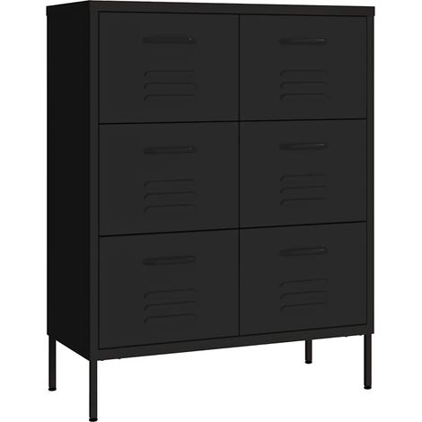Maison Exclusive - Armoire à tiroirs Noir 80x35x101,5 cm Acier (1/5)