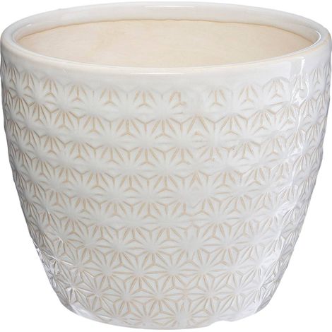 Vaso in ceramica D14cm - Bianco - Atmosphera créateur d'intérieur (1/5)