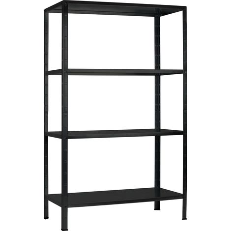 SCHULTE Regalwelt Rayonnage emboîtable avec 4 tablettes PowerMAX, charge utile 65 kg, 180x60x40 cm (HxLxP), noir structuré, rayonnage de stockage, rayonnage d’atelier, rayonnage de cave, rayonnage de (1/4)