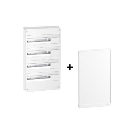 Schneider - Resi9 - Coffret 4 Rangu00e9es de 18 Modules + Porte Blanche - Ru00e9f. : R9H18404+R9H18424 (1/3)