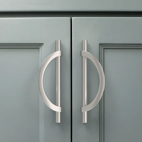 10 Pièces Poignee de Meuble Cuisine Argenté 128mm Alliage de zinc Poignées Meubles avec Vis, pour Bureaux, Tiroirs, Armoires, Placard UK0044 (1/4)