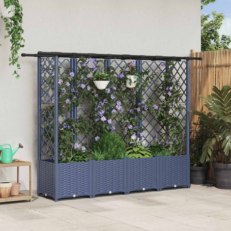 Teenpull – Hochbeet mit Rankgitter und Dach Grau 202 x 40 x 136 cm PP (1/5)