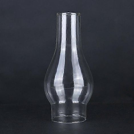 Abat-jour en verre transparent de 16,5 cm de haut pour lampe à pétrole, base de 5,3 cm, sommet recourbé (1/3)