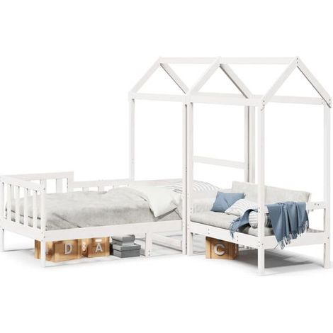 Ensemble canapé-lit et banquette blancs avec baldaquin, matelas non inclus. (1/5)