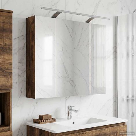 vidaXL Armoire Miroir de Salle de Bain Chêne fumé 80 x 14.5 x 70 cm