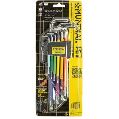 CHIAVI TORX PLASTIFICATE EXTRA LUNGHE IN SERIE (T10-T50) 9 pezzi