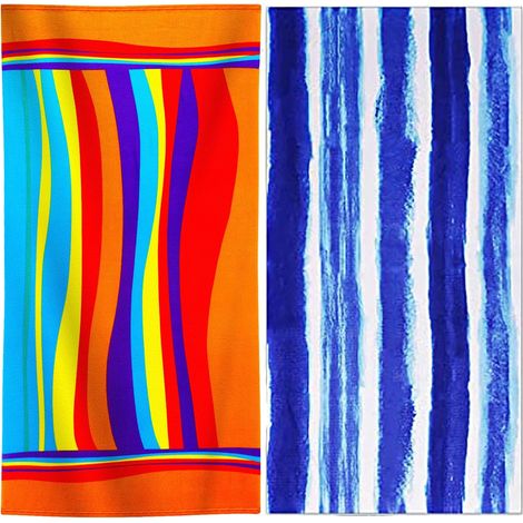 2 Packs Ensemble de serviettes de plage surdimensionnées 36 x 72 ln Grande piscine Camping Nage libre Serviettes douces Travel (1/5)