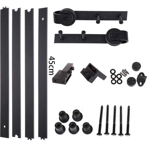 Stoex – Kit de rail de porte coulissante 180cm – Métal plein résistant – Charge max 110kg – Pour portes de 3.5 à 4.5cm d'épaisseur (1/6)