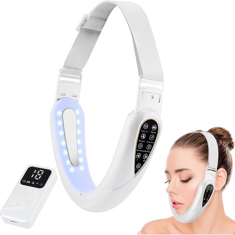 Machine de massage électrique double menton 4-en-1, dispositif de sculpture en V-Face Jawline avec 5 modes pour les femmes