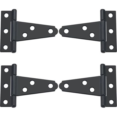 4 Pièces Charnières en T Détachées pour Porte de Grange, Métallique, pour Portes, Fenêtre, 6.194.630.57cm, noir (1/5)