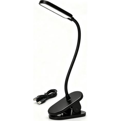 Lampe LED à Pince Rechargeable USB à Col Flexibles – Protection Visuelle pour Lecture, Design Compact et Pratique, Lumière Ciblée et Douce pour Lecture Nocturne (1/2)