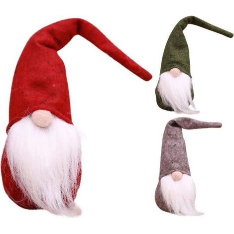 Ornements de Noël - Nain Père Noël - Peluche - 30x8 cm - Décoration intérieure - Fête (1/4)