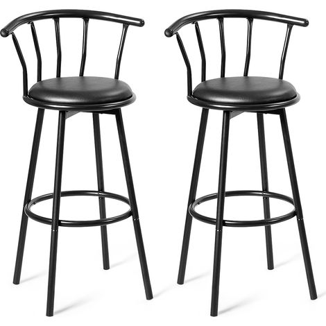 Set di 2 sedie da bar con poggiapiedi Sgabello alto ergonomico, 102x39x39cm Nero (1/4)