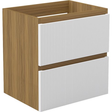 Unterschrank Badmöbel Badschrank Waschbeckenunterschrank 50cm Matt-Nussbaum+Mattweiß TYP4 (1/5)