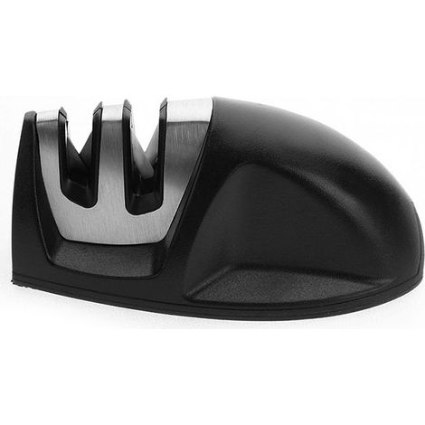 Professional Kitchen Knife Sharpener 2 in 1 Manual Sharpener for Stainless Steel and Ceramic Knives of All Sizes, Black Non-Slip Base