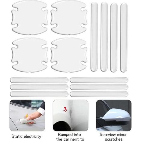 Protector de puerta de coche, película protectora para manija de puerta de coche, protector invisible de borde de puerta, para espejo retrovisor