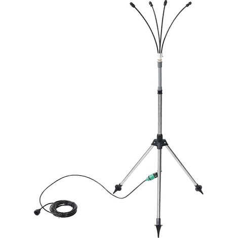 Pulvérisateur sur pied pour terrasse extérieure, système de pulvérisation avec support réglable en hauteur de 1,25 m pour rafraîchir l'extérieur, support portable. (1/5)