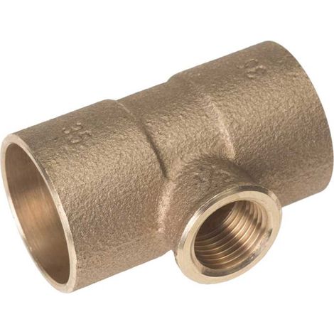 "TEE FILETTATO FEMMINA IN BRONZO A SALDARE Ø16 x 1/2"""" x Ø16"