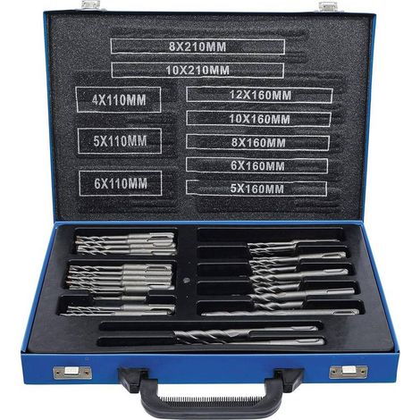 Jeu de Mèches SDS 56 pcs 4-12 mm - Pointe Métal Dur, Tige SDS - Perçage Précis et Durable, Acier - D-Work (1/5)