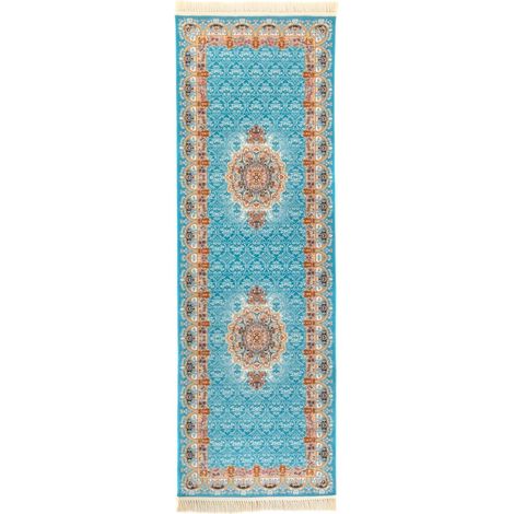 Tapis persan Ariel - 300x100cm, Rectangular - 100% Acrylique - Tissé - Bleu (1/4)
