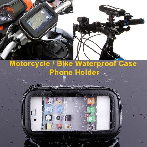 Sacoche étanche pour téléphone de moto avec sortie pour écouteurs, compatible avec le guidon de vélo. (1/3)