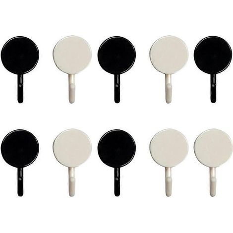 10 Stück praktische, selbstklebende Haken ohne Bohren, ideal zum Aufhängen von Hüten, Handtüchern, Schlüsseln, Kleidung und Mänteln in Küche und Haushalt (Weiß + Schwarz)-2.85cm (1/3)