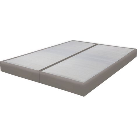 Sommier tapissier 90+90x200 Omega simili taupe 18 lattes (1/4)