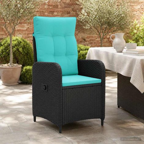 Teenpull – Verstellbarer Gartenstuhl Schwarz und Türkis Poly-Rattan (1/5)