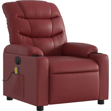 Poltrona relax TV reclinabile elettrica funzione massaggio 6 punti massaggio in PVC rosso bordeaux DEC027244