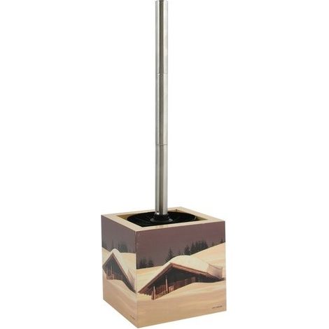 Brosse Wc avec support MDF & Acier Inox Carré Cottage Sepia MSV (1/3)