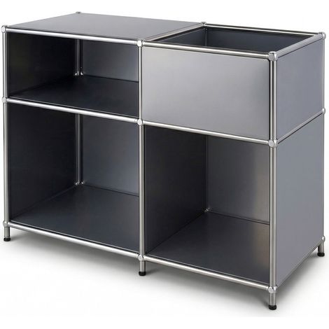 Metallregal Concept Epure MK-030 Standregal mit 3 Ablagen & Stauraumfach Grau