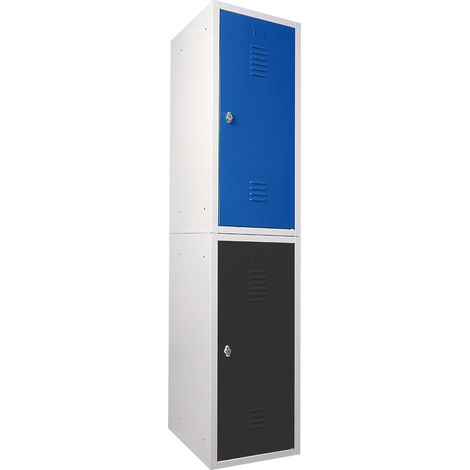 BRB Schließfachschränke-Set aus Stahlblech, HxBxT 900x415x490 mm (2 Stück, blau/anthrazit) (1/2)
