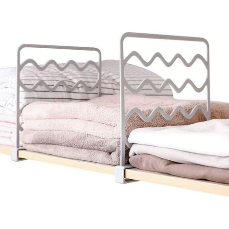 4 séparateurs d'étagères, 27,5 x 25,5 cm, PP, sans perçage, pour garde-robe, bibliothèque, salle de bain et cuisine (1/5)