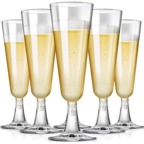 Lot de 50 verres à vin en plastique de 150 ml, verres à champagne, indispensables pour les fêtes et carnavals. (1/5)