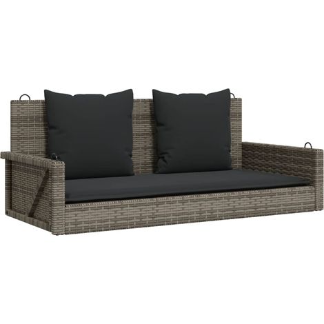 Maison Exclusive - Panchina Dondolo con Cuscini Grigia 119x56x48 cm in Polyrattan